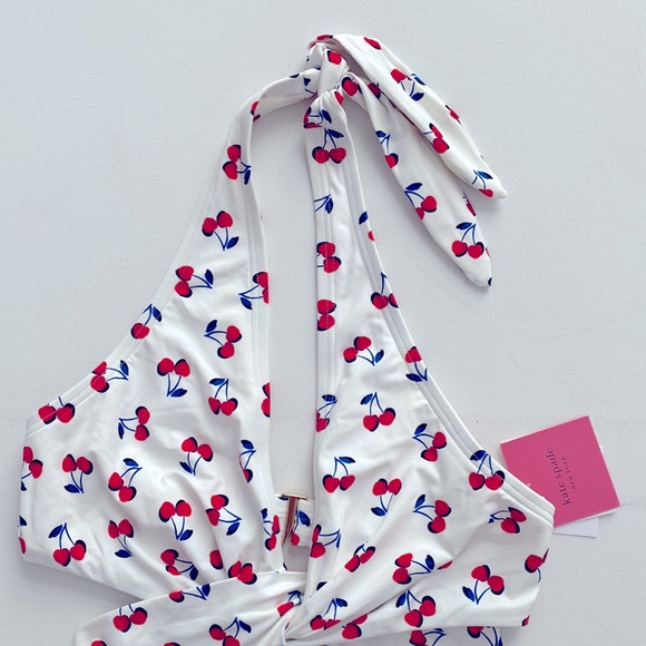 Kate Spade New York Knotted Halter One Piece Swimsuit Cherry Toss - Picture 4 of 7